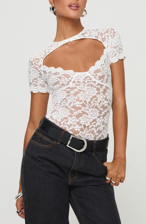 Giallo Cutout Lace Bodysuit