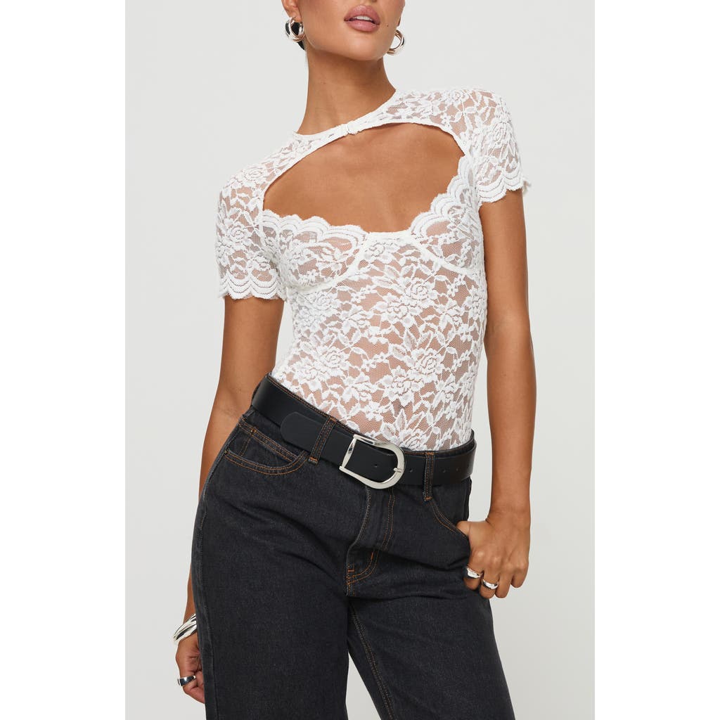 Princess Polly Giallo Cutout Lace Bodysuit In White
