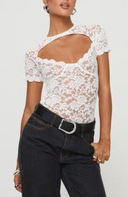 Princess Polly Giallo Cutout Lace Bodysuit