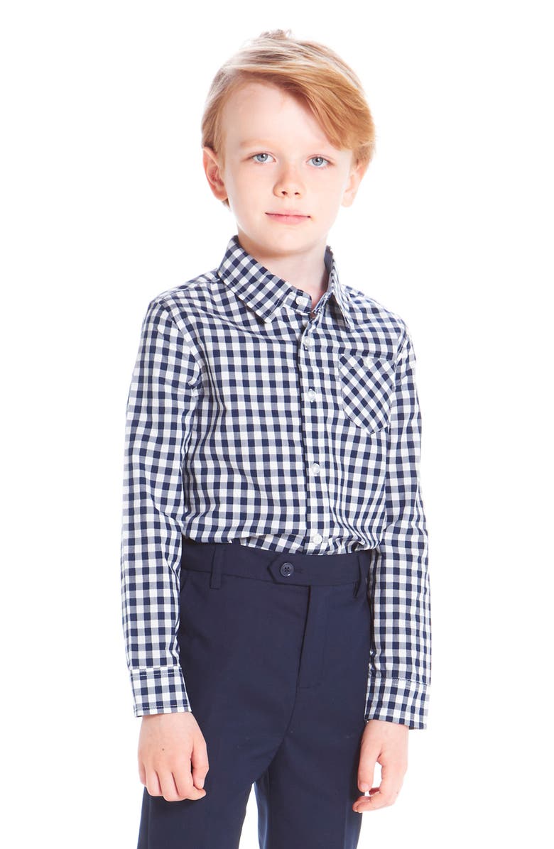 Andy & Evan Check Sport Shirt, Alternate, color, Navy