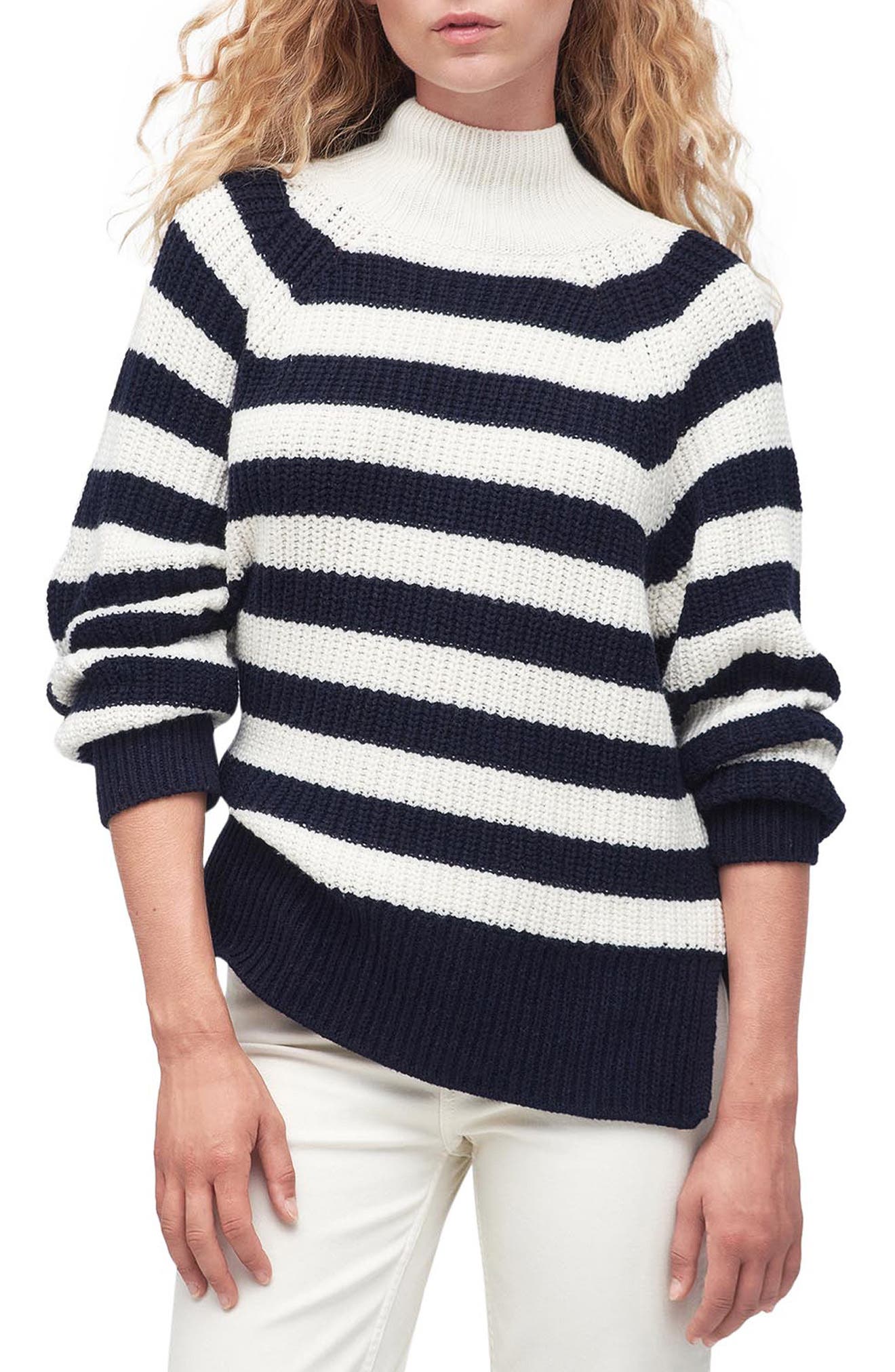 Barbour Silverdale Breton Stripe Funnel Neck Sweater