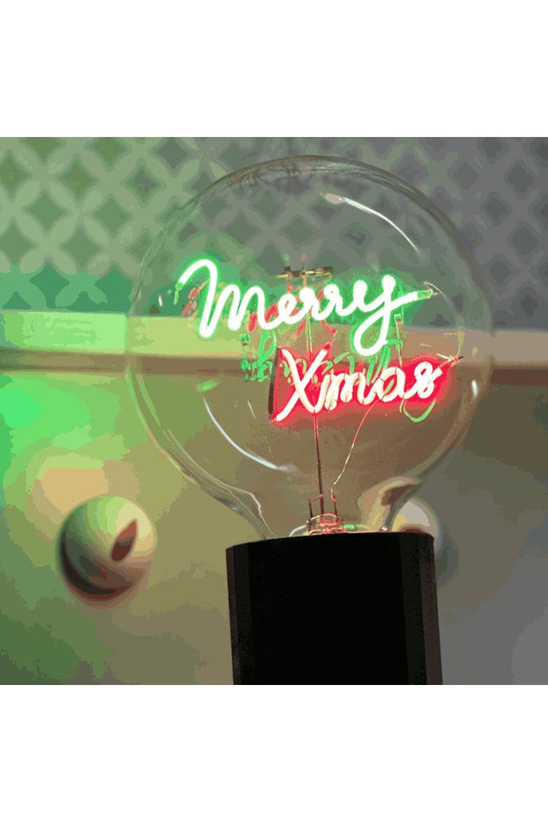 Merry Xmas Portable Table Lamp, Alternate, color, Pink