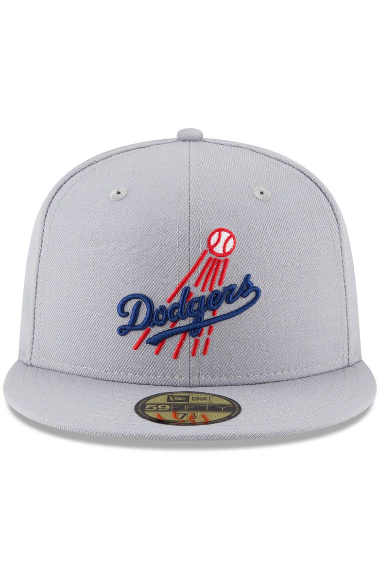 New Era Men's New Era Gray Los Angeles Dodgers Cooperstown Collection Logo 59FIFTY Fitted Hat, Alternate, color, Gray