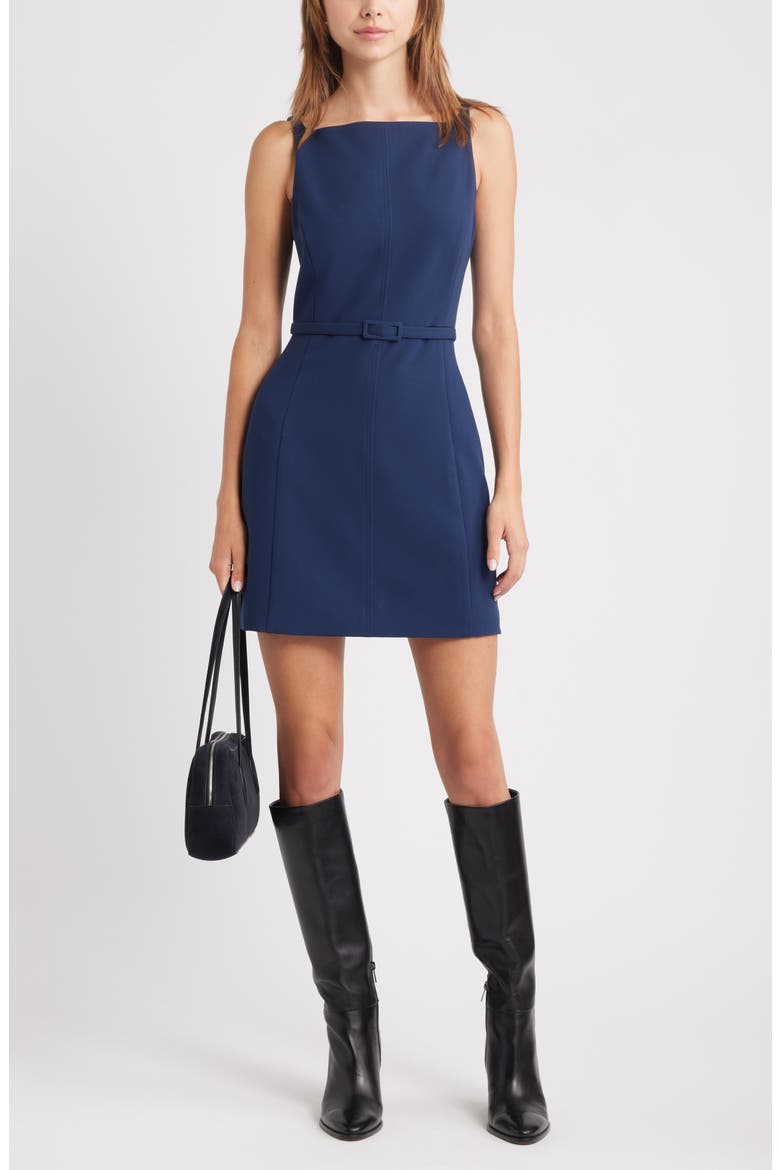 The Icon Belted Minidress, Main, color, NAVY IRIS