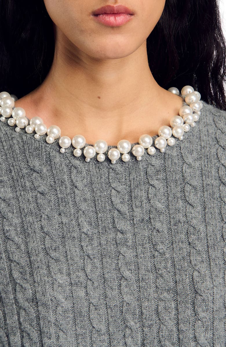 SANDRO Cable knit sweater, Alternate, color, 