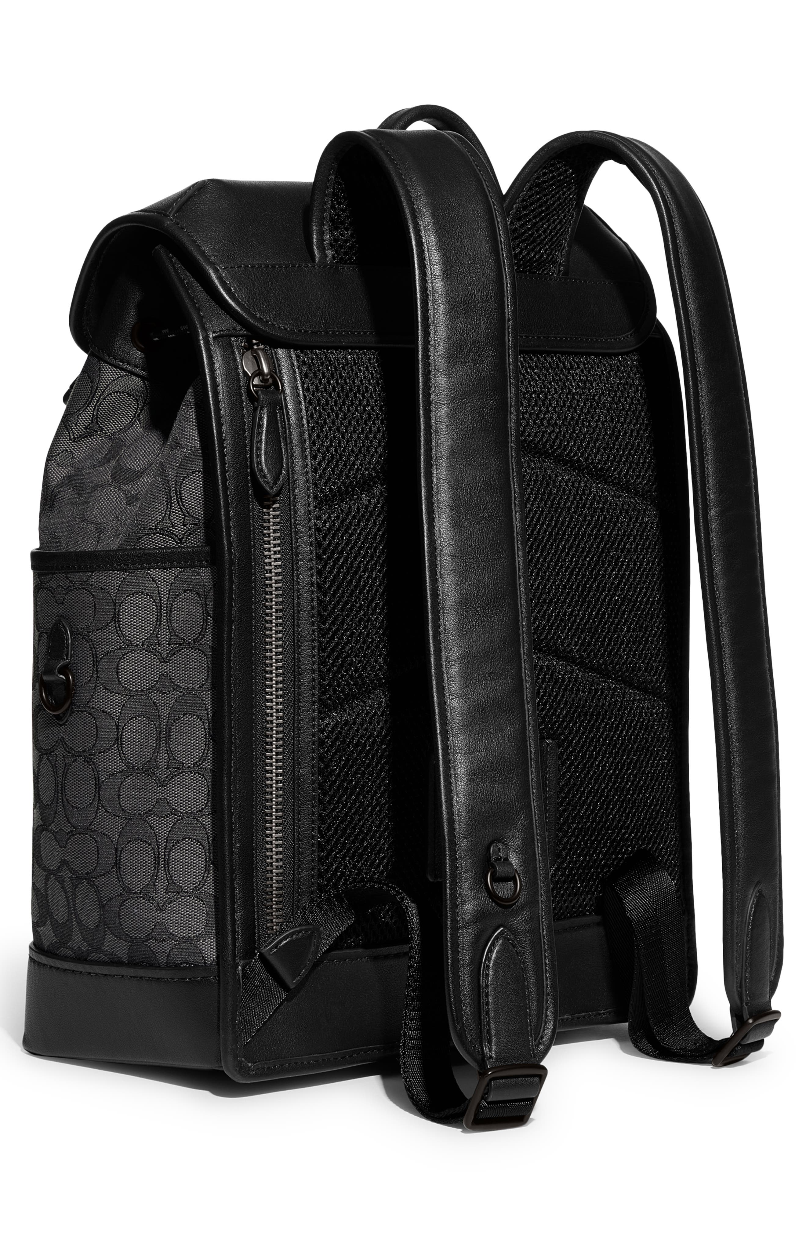 COACH League Signature Jacquard & Leather Backpack, Alternate, color, 