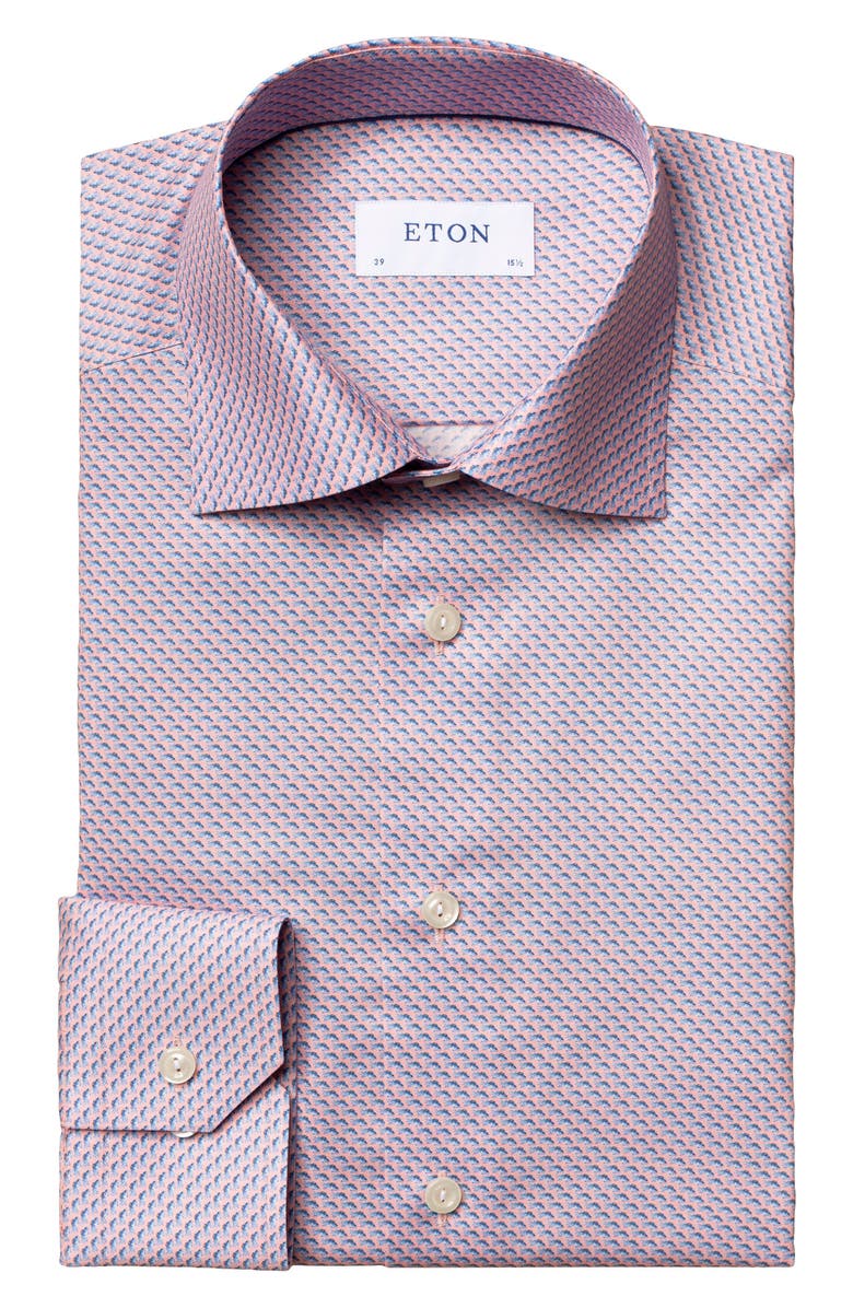 Eton Contemporary Fit Fish Print Cotton Dress Shirt, Alternate, color, 