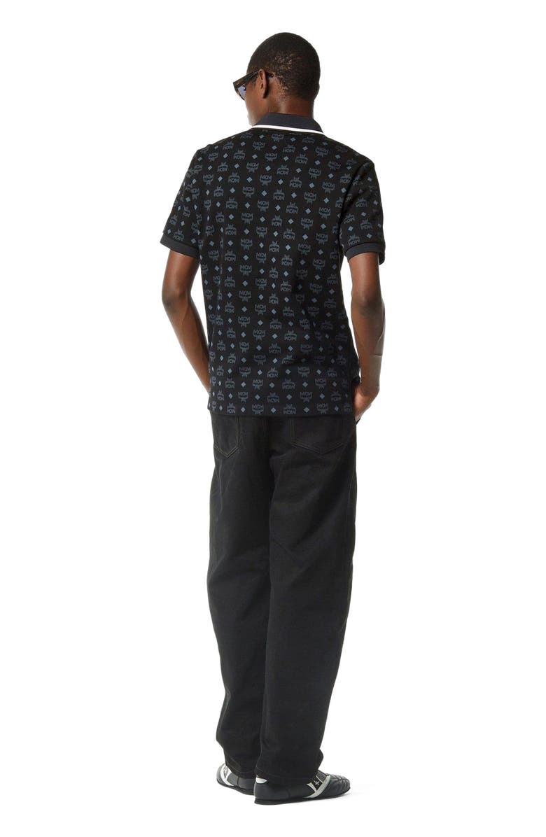 MCM Monogram Jacquard Polo Shirt, Alternate, color, Black