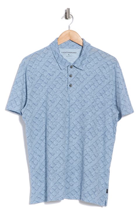 Geo Print Slubbed Cotton Polo