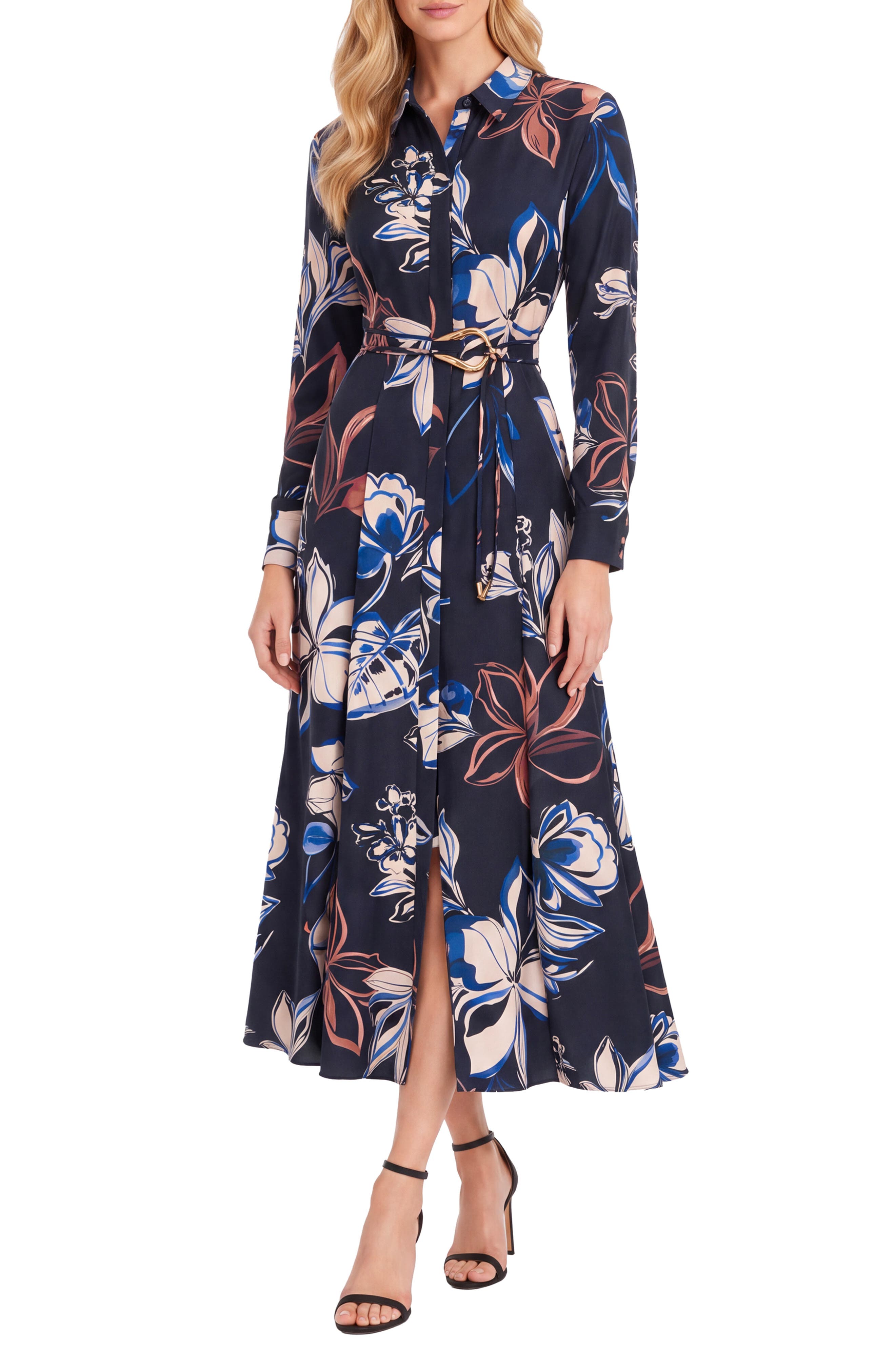Floral Long Sleeve Shirtdress