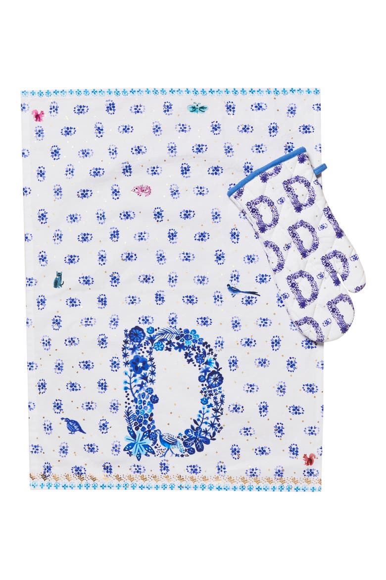 Anthropologie Et Vous Monogram Dishtowel & Oven Mitt, Alternate, color, D