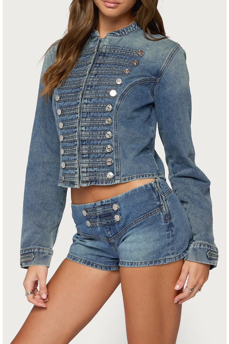Jazzy Denim Napoleon Jacket, Alternate, color, LIGHT-BLUE-WASHED