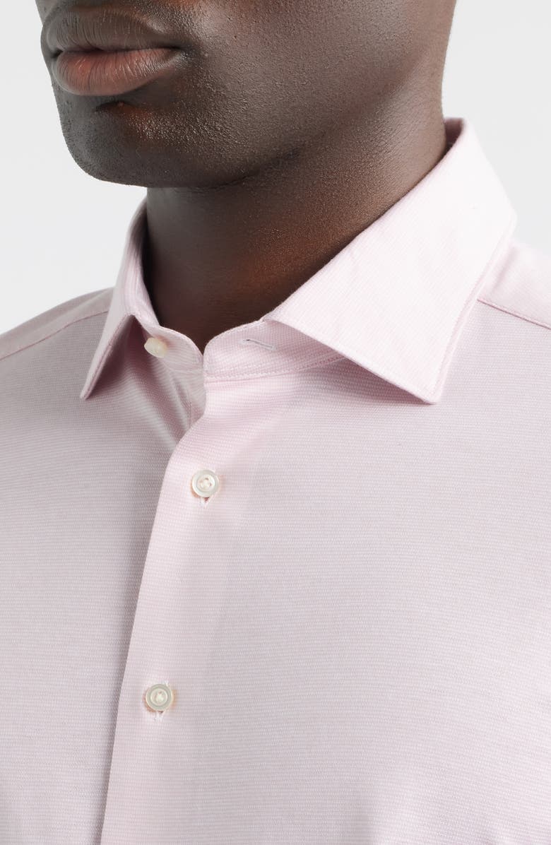 Emanuel Berg Modern Fit Jacquard Cotton Knit Dress Shirt, Alternate, color, Light Pastel Pink