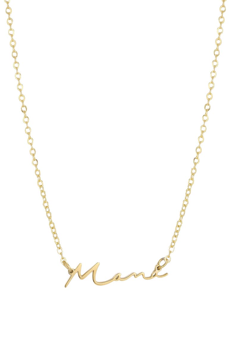 18K Gold Plated Mama Script Pendant Necklace, Main, color, GOLD