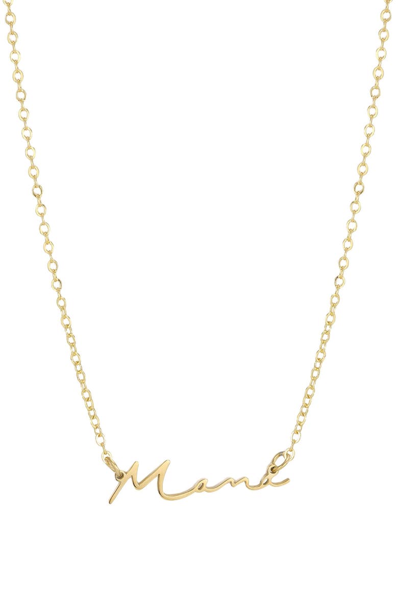 Adornia 18K Gold Plated Mama Script Pendant Necklace, Main, color, Gold
