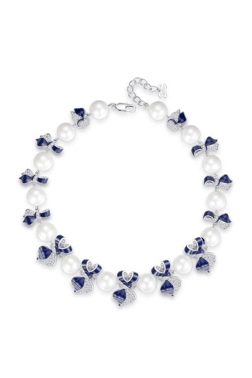 Classicharms Blue Enamel Butterfly Necklace In Metallic