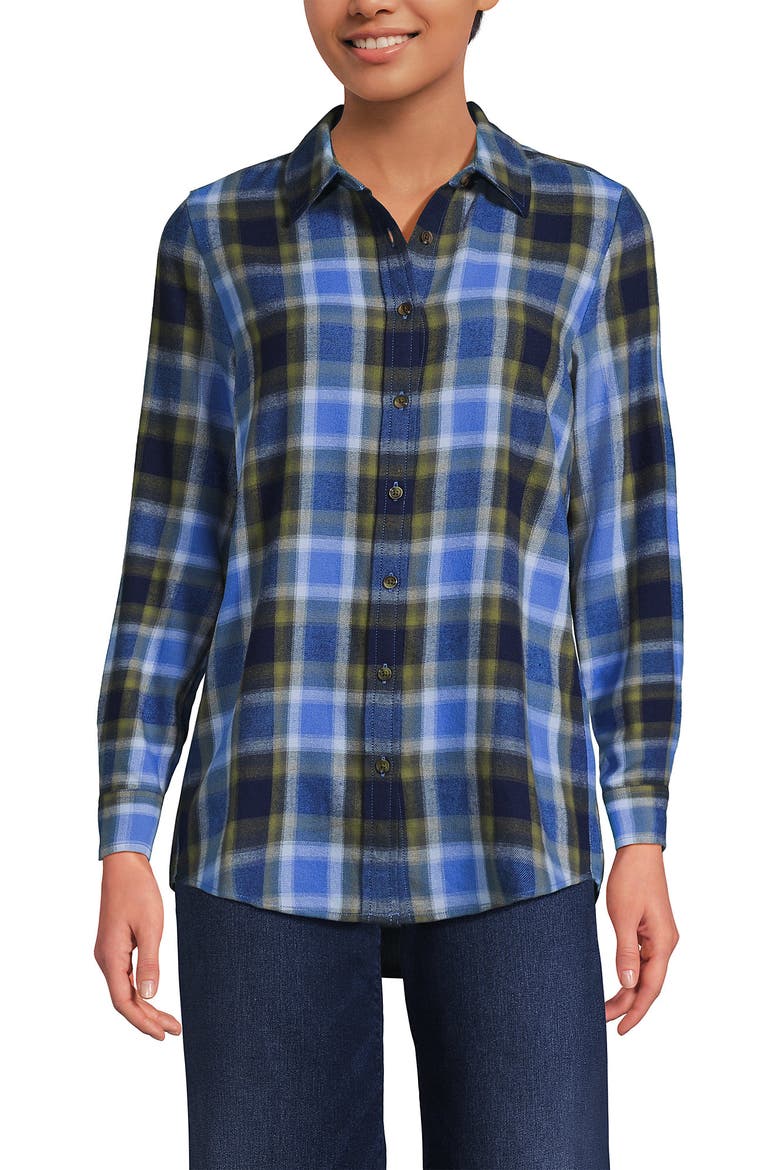 Flannel Boyfriend Fit Shirt, Alternate, color, Navy/Bourbon Plaid