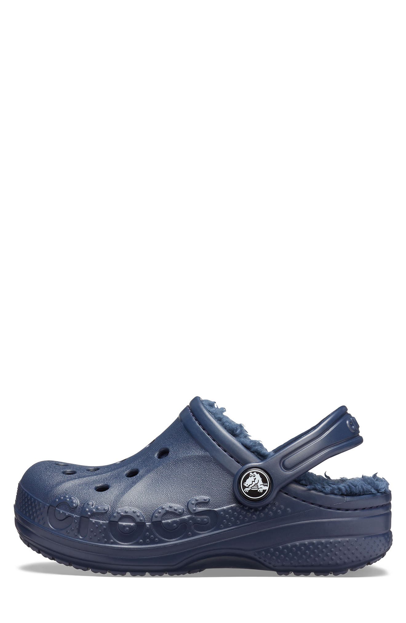 CROCS Baya Faux Shearling Lined Clog, Alternate, color, Navy/ Navy