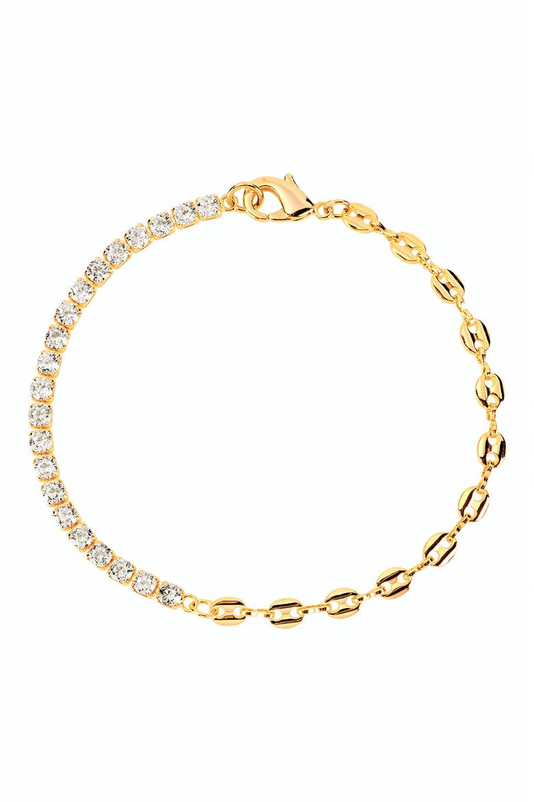 Cubic Zirconia Tennis & Mariner Chain Bracelet, Main, color, GOLD