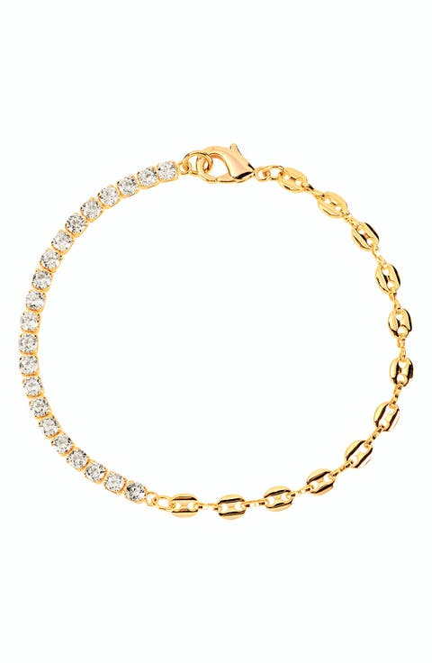Cubic Zirconia Tennis & Mariner Chain Bracelet