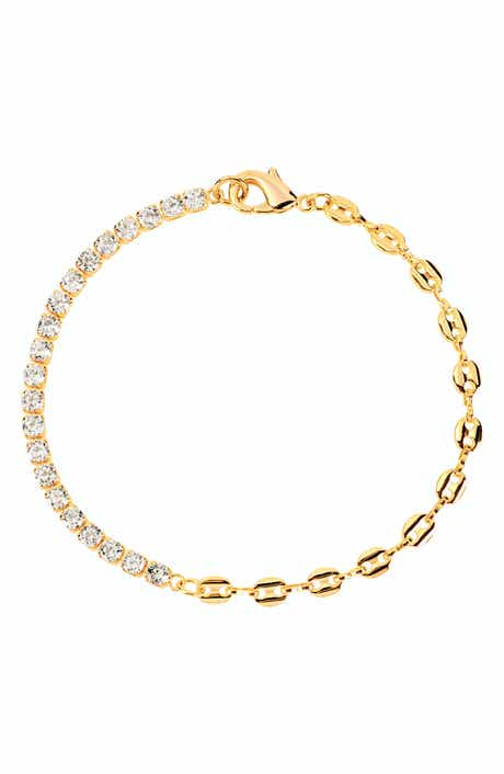 Cubic Zirconia Tennis & Mariner Chain Bracelet