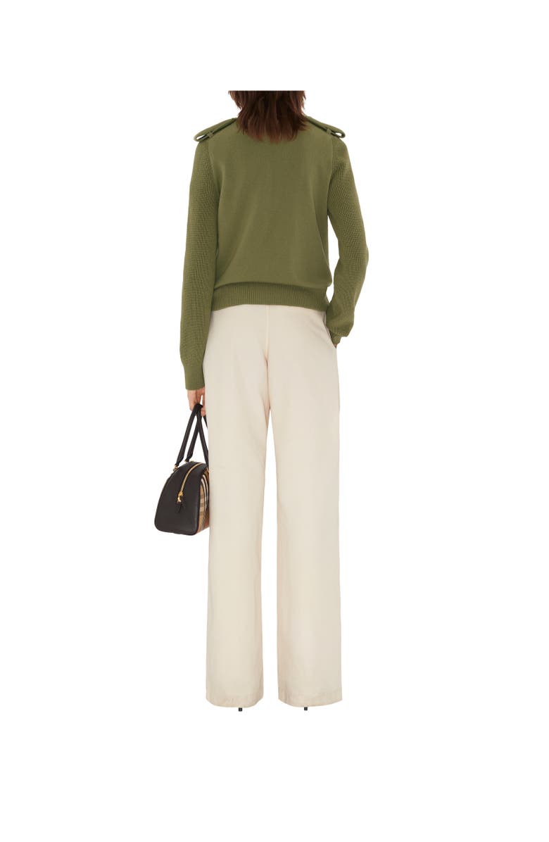 Burberry Check Epaulette Wool Cashmere Blend Sweater, Alternate, color, Wreath