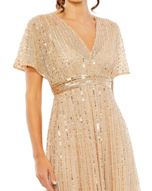 MAC DUGGAL MAC DUGGAL EMPIRE WAIST EMBELLISHED SHORT SLEEVE DRESS