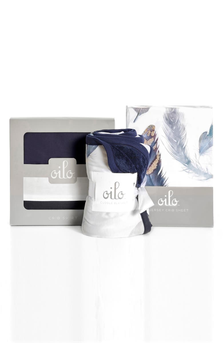 Oilo Feather Cuddle Blanket, Crib Skirt & Crib Sheet Set, Main, color,