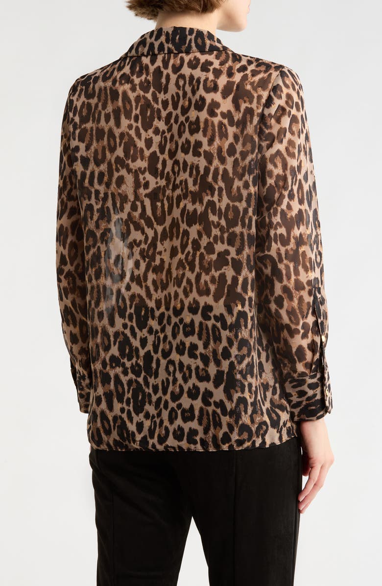 T Tahari Print Button-Up Shirt, Alternate, color, Animal Print Black/ Multi