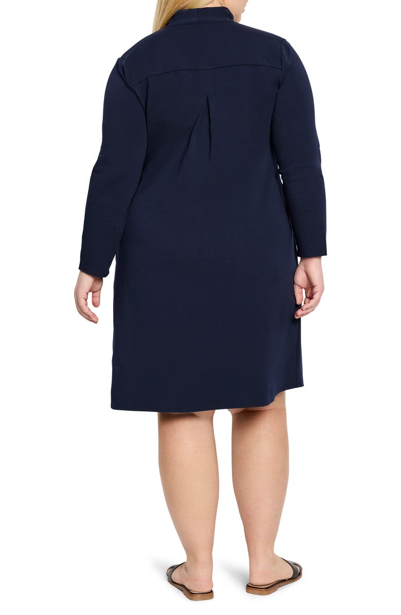 NIC+ZOE Ruffle Collar Long Sleeve A-Line Dress, Alternate, color, Dark Indigo