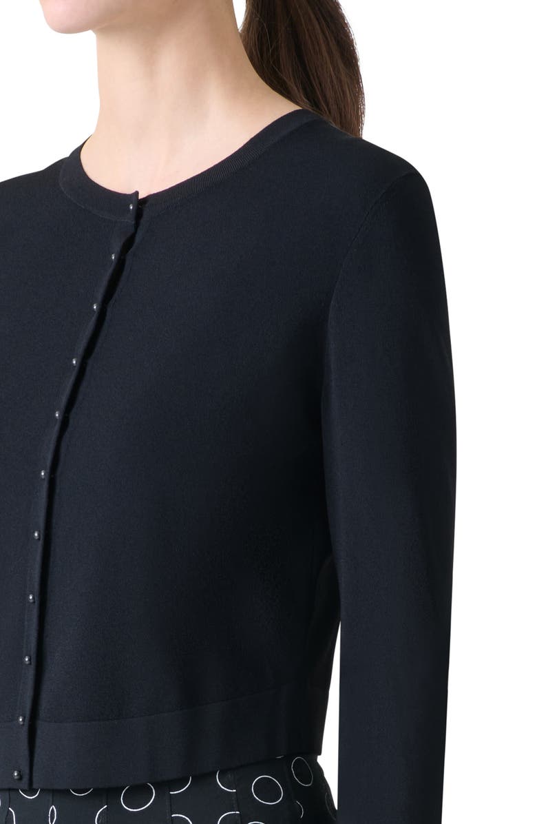 Akris punto Crop Crewneck Cardigan, Alternate, color, Black