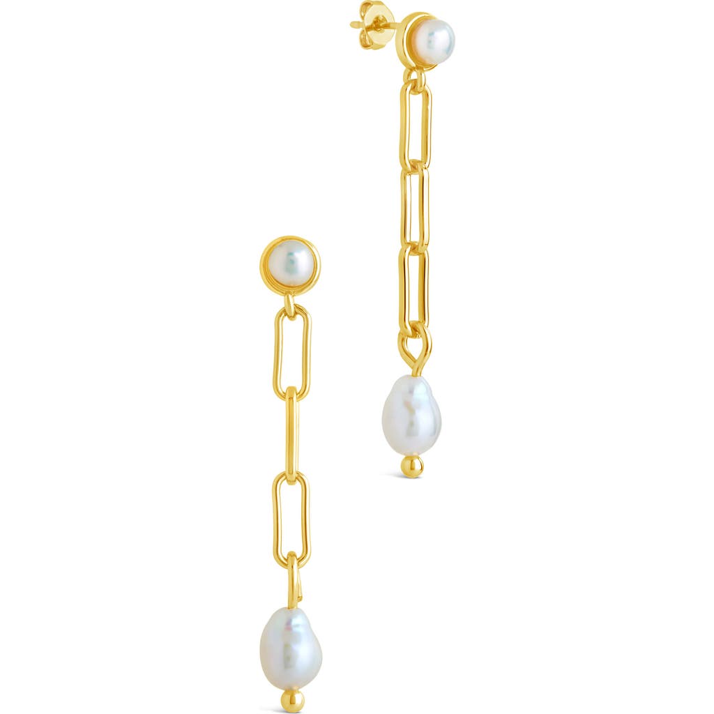 Sterling Forever Fayelynn Mother Of Pearl Chain Drop Earrings In Gold