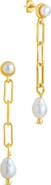 Sterling Forever Fayelynn Cultured Pearl Chain Drop Earrings