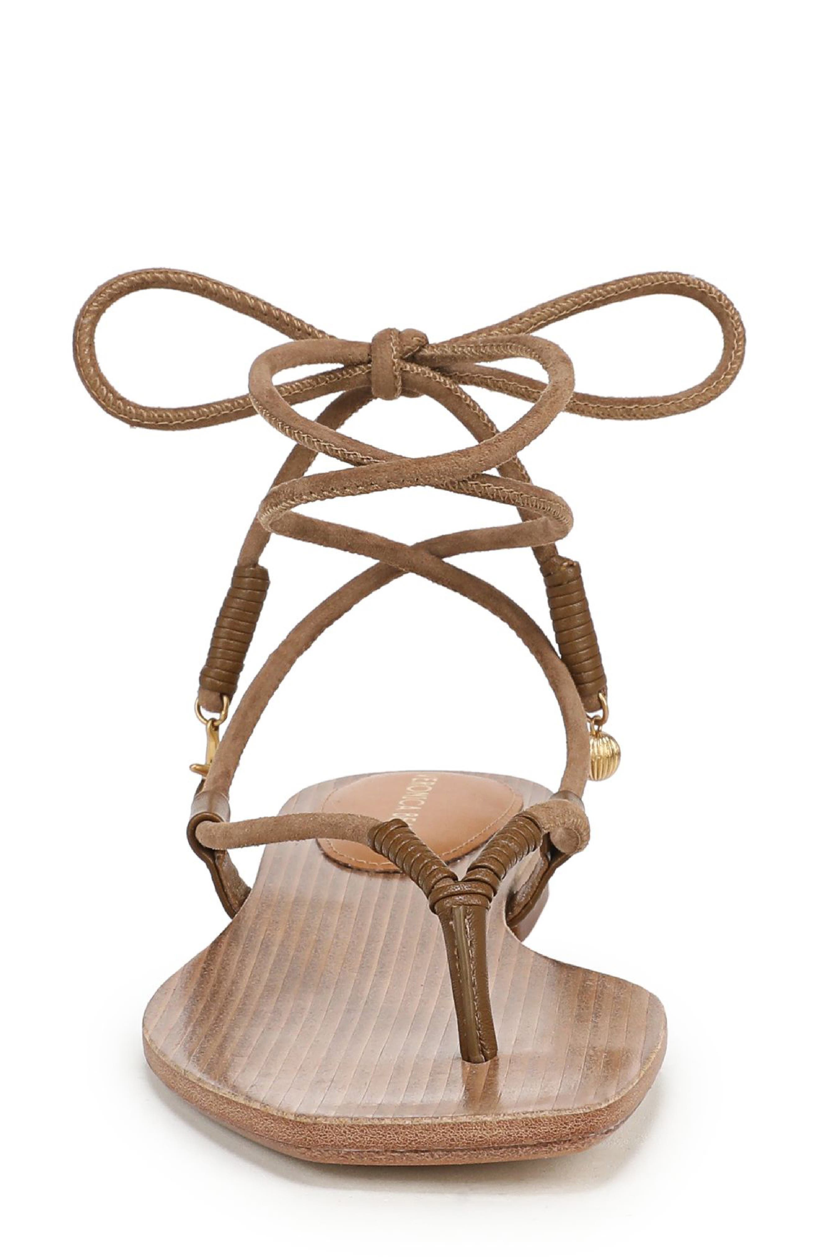 Veronica Beard Rosetta Ankle Wrap Sandal, Alternate, color, Chestnut