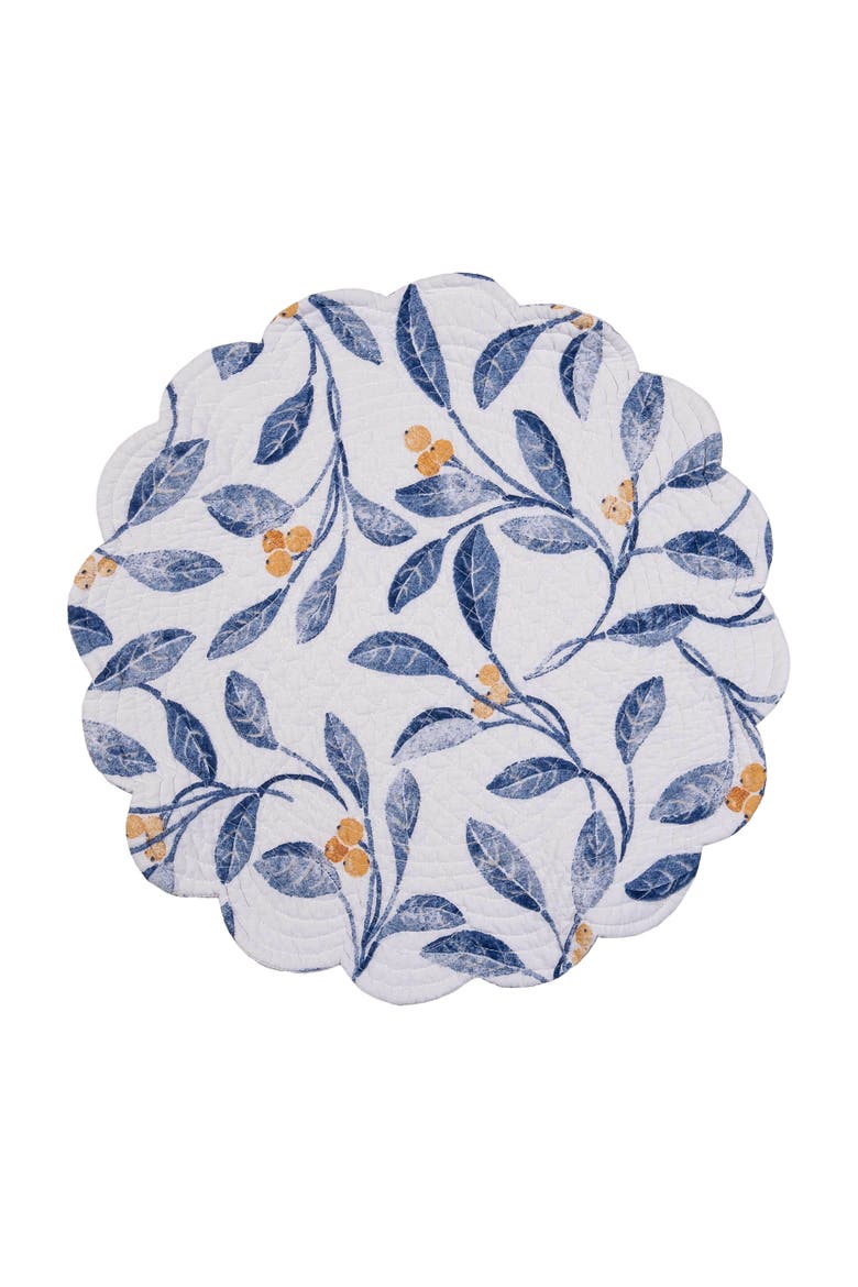 Laurelwood Quilted Round 100% Cotton Set of 6 Placemat 17", Alternate, color, Blue