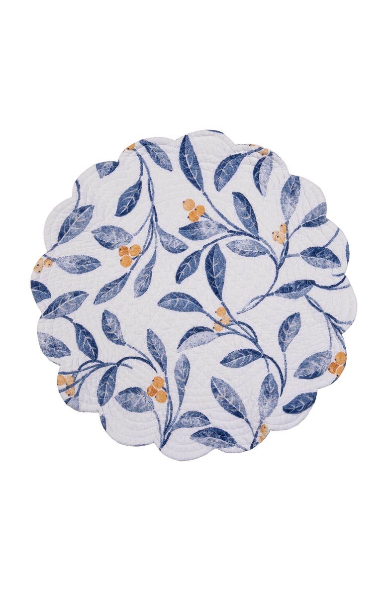 C&F Home Laurelwood Quilted Round 100% Cotton Set of 6 Placemat 17", Alternate, color, Blue