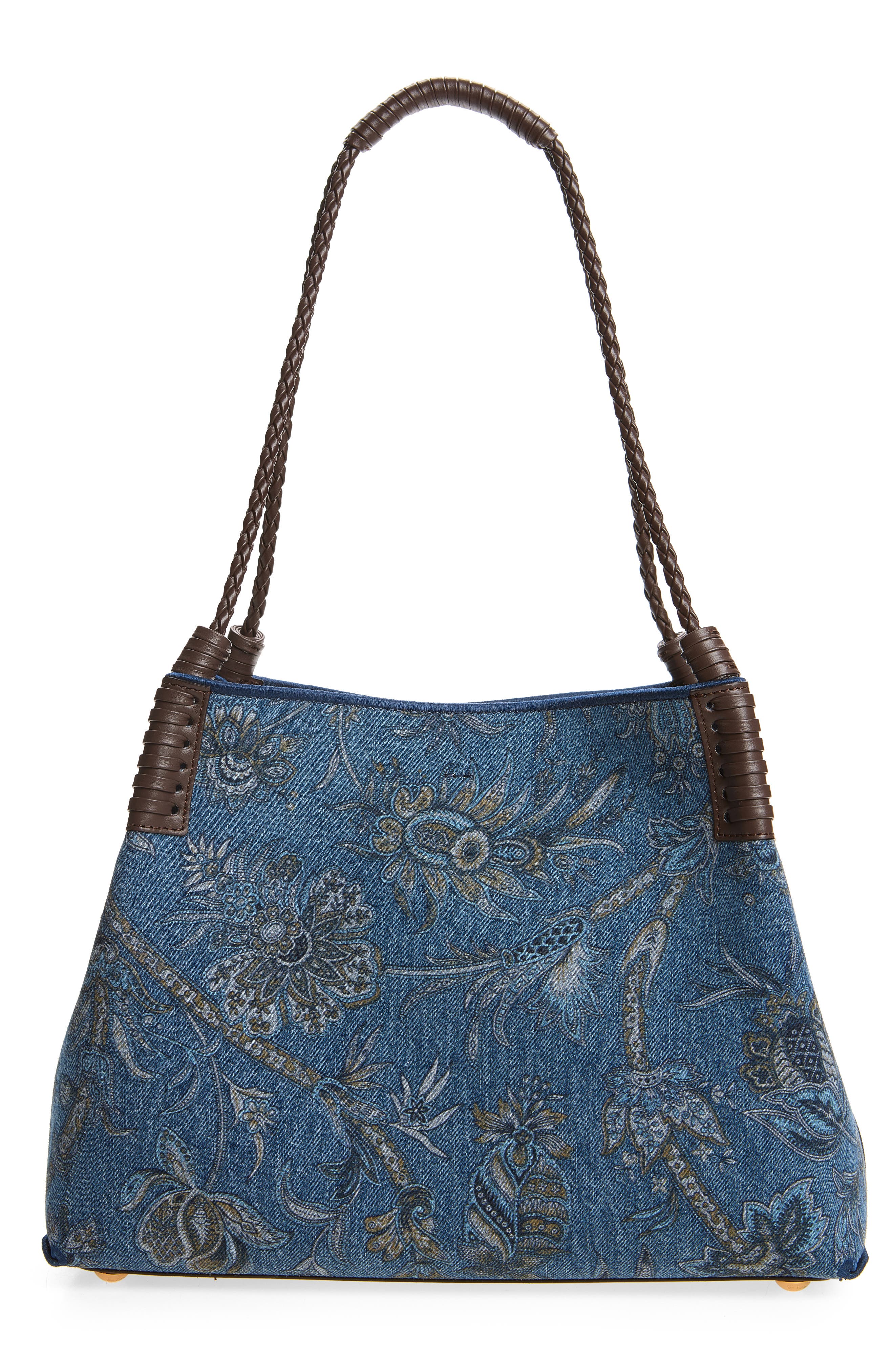 Small Libra Denim Shopping Tote, Alternate, color, PRINT ON BLUE BASE