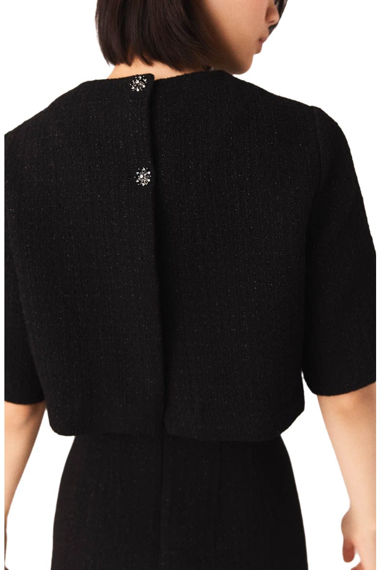 2-in-1 shiny tweed dress, Alternate, color, Black