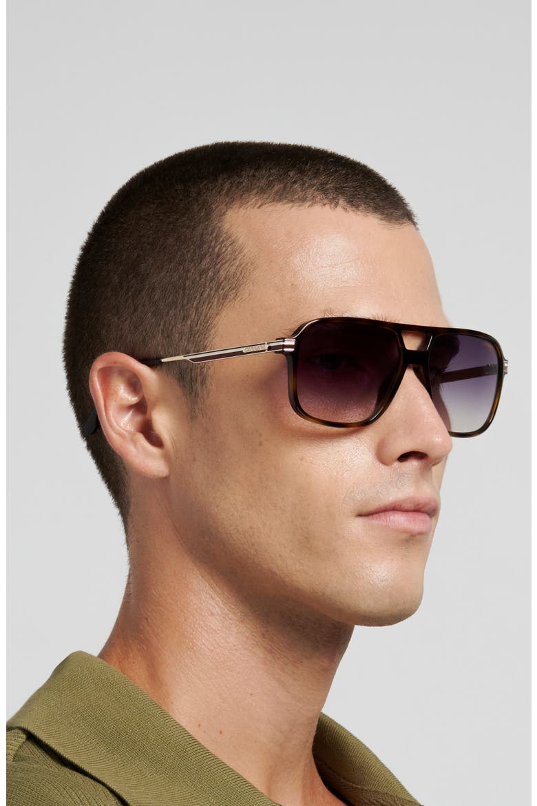 390/S 59mm Gradient Rectangular Sunglasses, Alternate, color, HAVANA/ DARK GREY SF