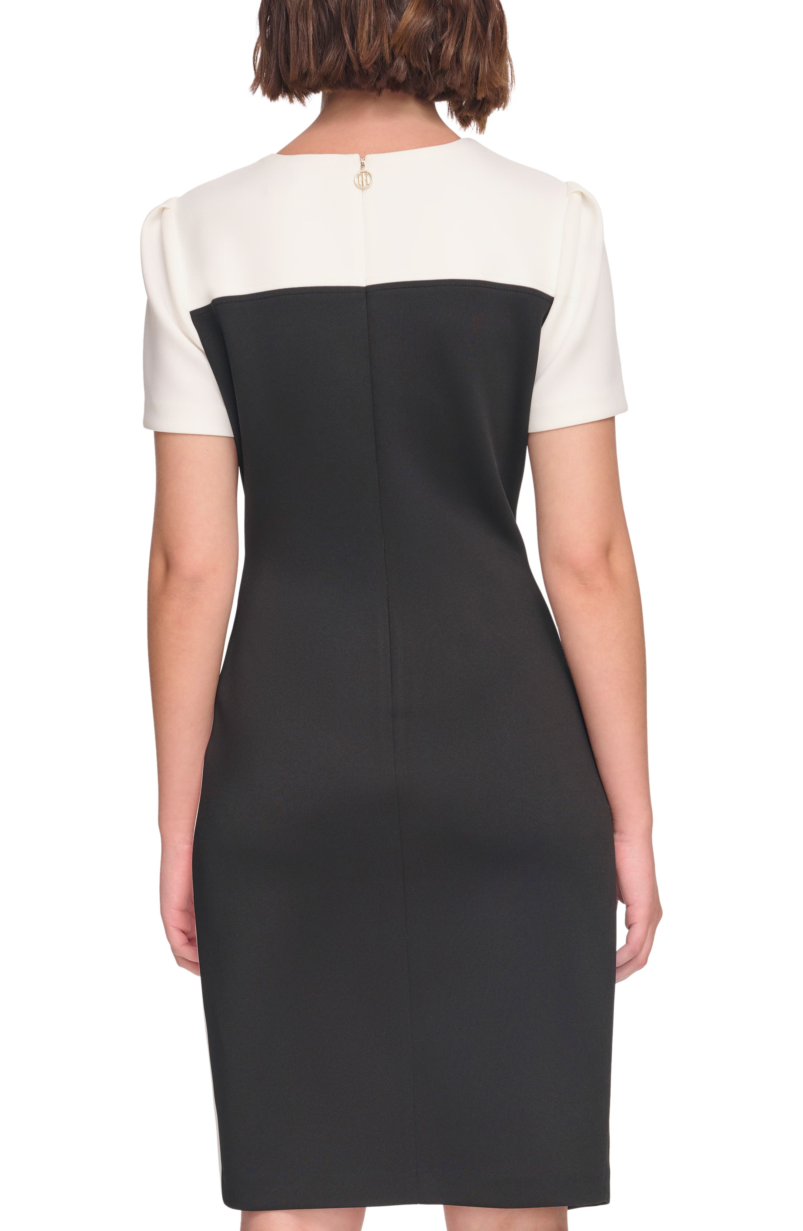 tommy hilfiger asymmetrical dress Asymmetric Scuba Sheath (Women) Backless dress with bikini sweater dress With a feminine silhouette vendor:10000