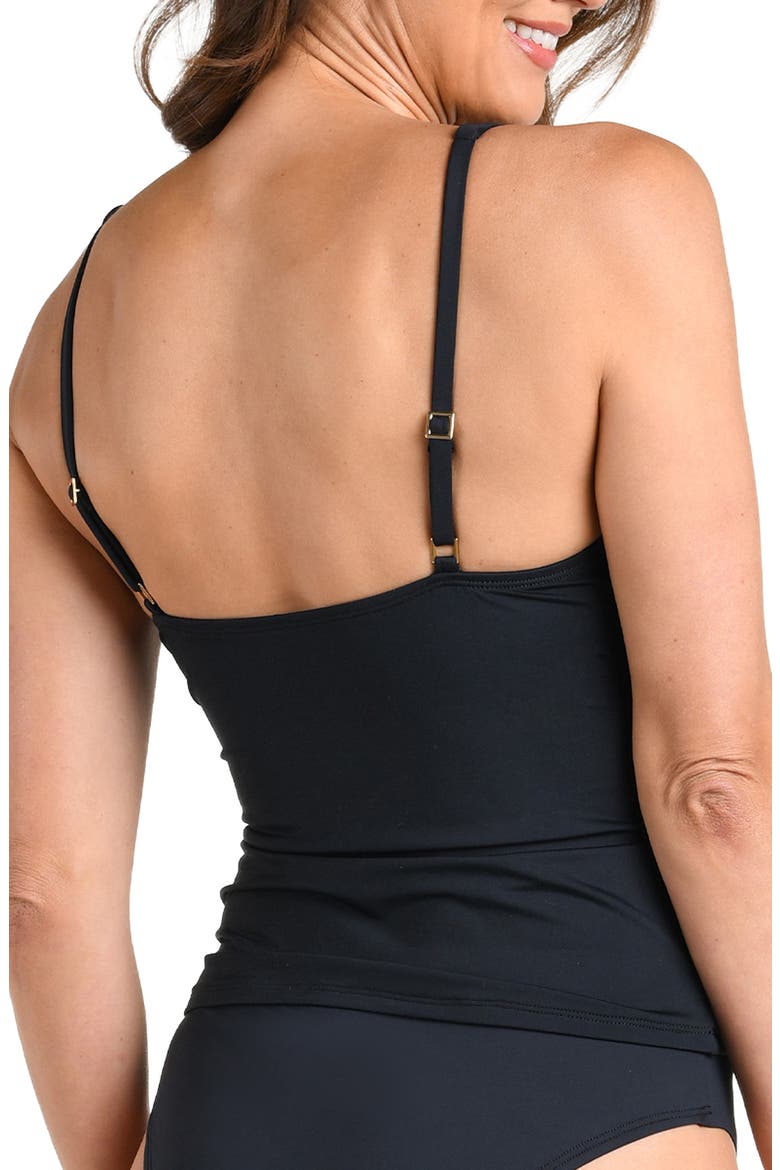 Island Goddess High Neck Tankini Top, Alternate, color, BLACK