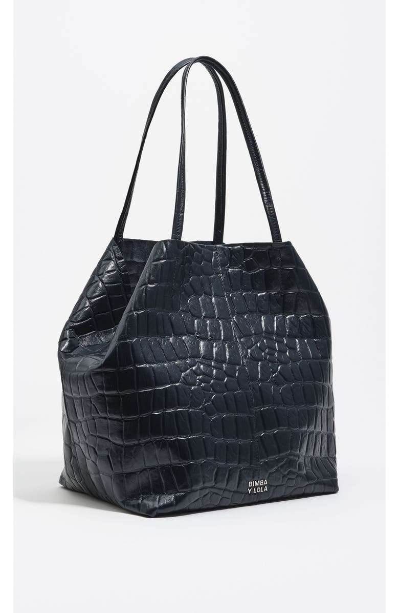 Bimba y Lola Mock Croc Large Leather Shopper Bag, Main, color, Petrol Blue