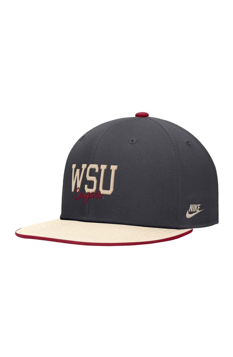 Nike Men's Nike Anthracite Washington State Cougars Vintage Script Pro Dri-FIT Snapback Hat, Alternate, color,