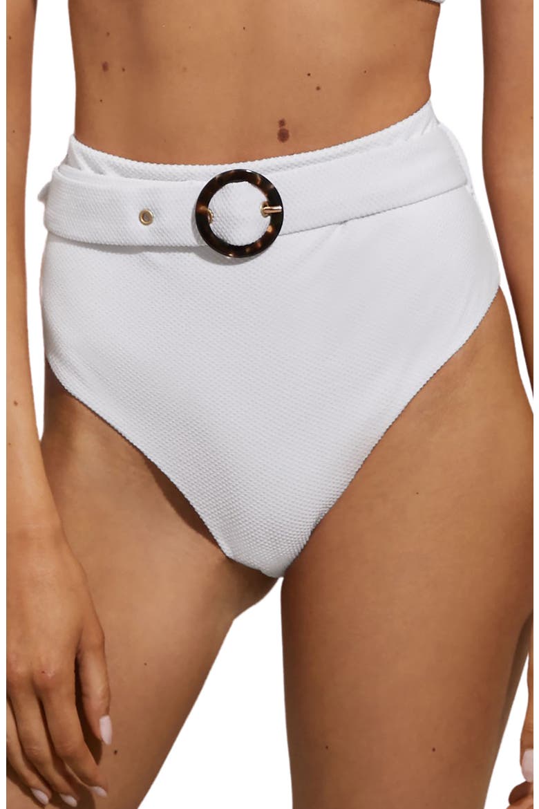 Danielle Belted High Waist Bikini Bottoms, Alternate, color, WHITE