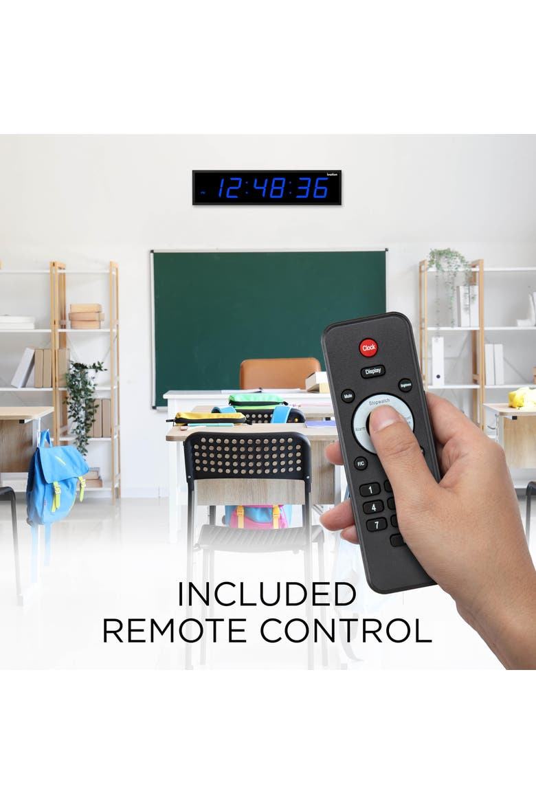 Large Digital Clock, 36 Led Wall Clock with Stopwatch, Alarms, Timer, Temp & Remote, Alternate, color, Blue