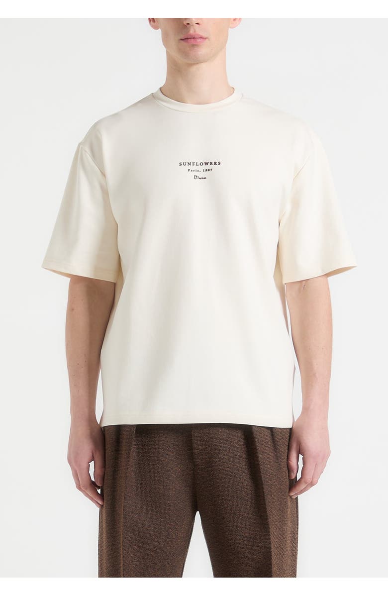 Manière De Voir Sunflowers Van Gogh Cotton T-Shirt, Alternate, color, Cream