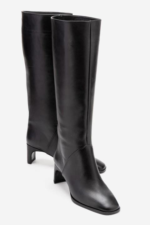 Taly Leather Block Heel Knee High Boot