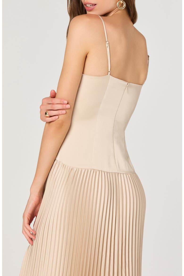Pleated Drop Waist Dress, Alternate, color, CHAMPAGNE