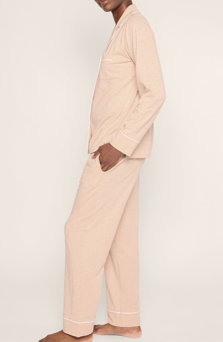 Petite Plume Luxe Pima Cotton Pajamas, Alternate, color, Beige