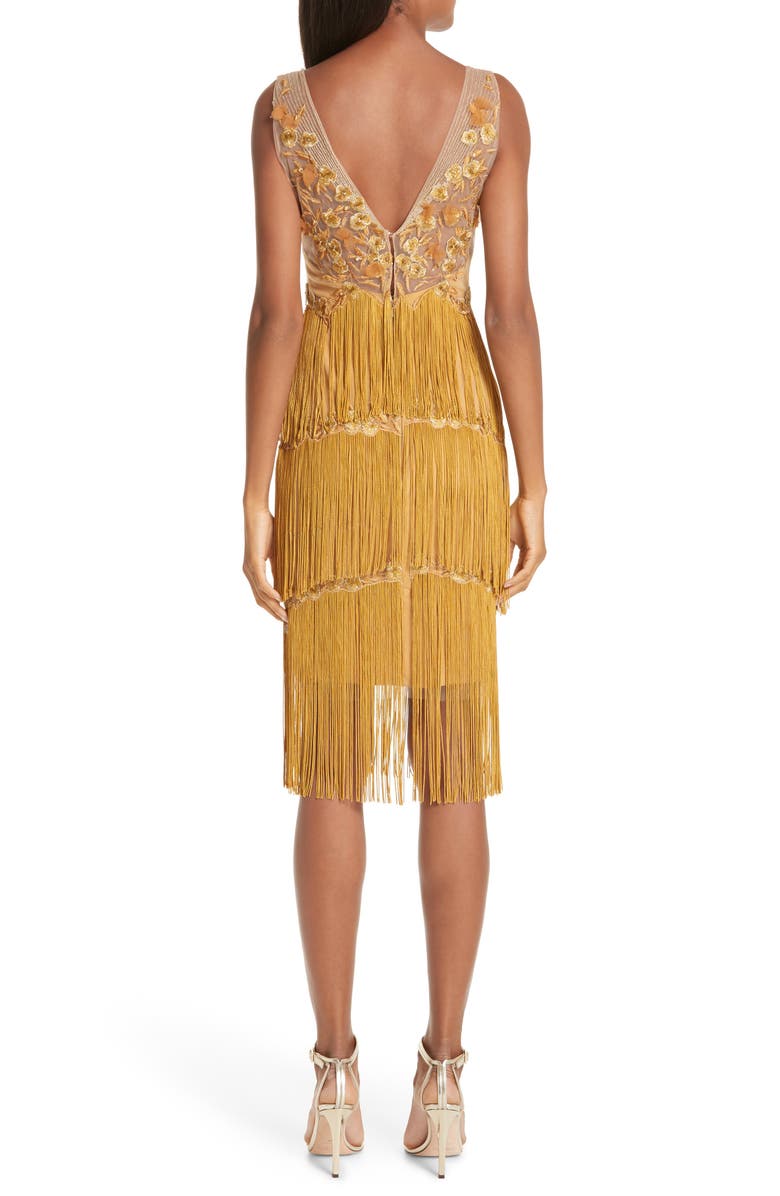Marchesa Notte Embellished Tiered Fringe Dress, Alternate, color,